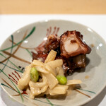 うを徳 - 2022.6 鳥羽煮蛸 愛知ズイキと枝豆の胡麻酢和え