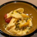 うを徳 - 2022.6 フルーツ盛り（鹿児島パッションフルーツ、宮崎マンゴー、山形佐藤錦、自家製アイスクリーム）