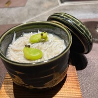 新宿 鉄板焼き YOKOTA - シラスと天豆の茶碗蒸し
