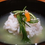 日本料理 幸庵 - 鱧の葛打ち 蓮豆腐添えアップ