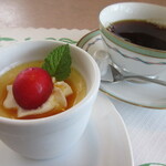 Echigotei - セットのコーヒーと、サービスでプリンをいただきました