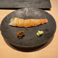 鮨 梢 - やっぱり美味しいボタンエビの焼殻入りミソ