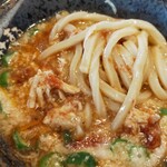 Hanamaru Udon - 鶏とろ玉うどん、混ぜました