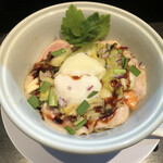 らーめん三極志 - 鴨とワサビ漬けの冷製まぜそば(950円)