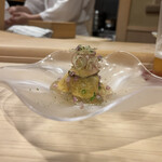 鮨 むらやま - これこれ！あん肝と無花果の酢味噌がけ！こんなにうめぇ食べ物がこの世界にあったなんて