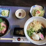 ゆるりや - ねぎとろ丼・冷やしたぬきおろし  普麺ミニミニセット