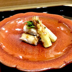 Nihon Ryouri Byakuya - 鰻の白焼きとアスパラ　軽やかなタレが又いい♫