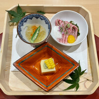 肉割烹 赤坂ゆうが - リブロース　金糸瓜　とうもろこし