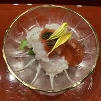すしと天ぷら 坂本 - 鱧とアスパラの梅ジュレ