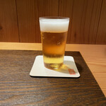 根津 焼鳥 照隅 - 赤星で乾杯！