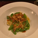 9 nove - 桜海老とスナップエンドウのペペロンチーノ