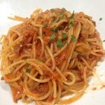 ビゾーニョ - 生ハムとキノコのボスカイオーラ（トマトソース）スパゲッティ
