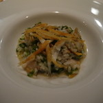 クッチーナ イタリアーナ ガッルーラ - あさりのリゾット　白魚とソバの実のフリット添え