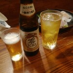 Sakana Koubou Maruman - ノンアルコールビール（キリンフリー）一本目、緑茶一杯目