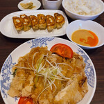 Bamiyan - 肉マシ！W油淋鶏＆本格焼餃子定食