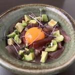 Pickled tuna with sesame oil and avocado dressing