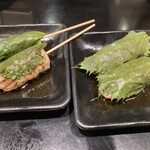 Binchoutan Kushiyaki Daisendori Yukihira - 大山どりの大葉つくね580円税別×2人前