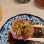 江戸政 - 生つくねに山葵をたんまりと