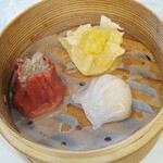 中国料理 王宮 - セレクトランチ、特製点心３種盛り合わせ、苦手食材のちまきの代わりに栗シュウマイ