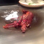 ステーキ屋 甚 - H25.03　かき・伊勢海老（調理中）