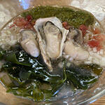 麺 㐂色 - 料理写真:冷やし牡蠣そば　　　　　　　　　　　　　　　　　　海男オイスターさんの牡蠣は、生・蒸し・ボイル