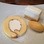 ミノビ - レモン風味ノレアチーズケーキとロールケーキ　アプリコットのソルベ