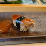 すし匠 - あん肝の握り西瓜奈良漬乗せ