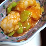 中国精進料理 凛林 - 花切りイカと青豆のチリソース