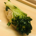 鮨おばな - カイワレ大根の真昆布〆