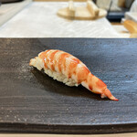 松寿司 - 車海老。シッポがチュン。美しいフォルムにうっとり♡