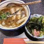 烈志笑魚油 麺香房 三く - 三くセットかけ（ネギトロ） ¥1100
