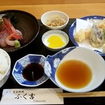 ふく吉 - 天ぷら刺身定食：1,100円