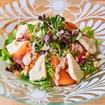 Caesar salad with smoked salmon and cream cheese