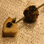 銀座 小十 - ・蒸し鮑と鮑の肝入りクリームコロッケ串