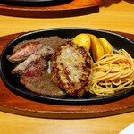 Suteki Miya - 切り落としステーキ(80g)
                        ＆ 自家製ハンバーグ