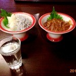 でん助茶屋 - ２０１３／０３／ＸＸ　酒に塩辛とシラスおろし追加