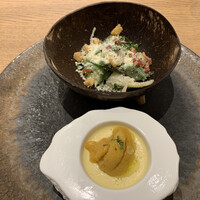 Grand Bleu Gamin - とうもろこしのムースと生ウニ&島野菜のシーザースサラダ
