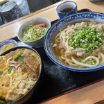 城下町 - カツ丼セット 麺普通サイズ ゴボウ天トッピング