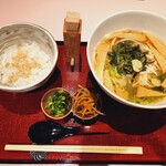 銀座 福禄寿 - 稲庭きつね山菜うどんセット ￥1200+うどん大盛￥100