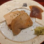 島津 - 北海道余市の鮟肝の煮付けと西瓜の奈良漬