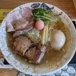 (仮)麺食堂 - 白らーめん(細ストレート麺選択)¥700+全部のせ¥200