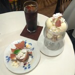 一六珈琲店 - ■ダブルパフェ
            ■ラムレーズンショコラケーキ
            ■アイスコーヒー