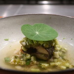 IZA - 鮎のコンフィ 冷や汁仕立てアップ