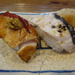 鮨 笹元 - 金目鯛と目鯛の炙り寿司