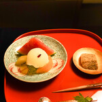 Gion Maruyama - 葛餅、小玉すいか、デコポン、ゴールドキウイ