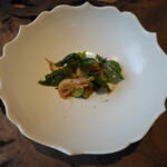 ル クーリュズ - あかしゃ海老のフリッター、ズッキーニ、揚げ茄子、モロヘイヤ