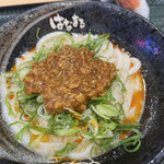 Hanamaru Udon - 白ごま担々（小）560円と辛子明太子おにぎり 120円