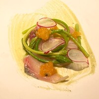 薪焼 銀座おのでら - アスパラソバージュ縞鯵