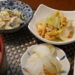 食事処 打鐘 - ポテサラ・野菜と厚揚げの炊き合わせ