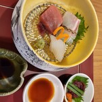 浅香荘 - お造り。インド鮪、白身、障泥烏賊…うっま!馬刺しも美味しい～